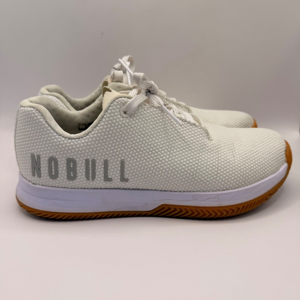 NOBULL White Mesh Court Trainers Mens 8 Womens 9.5 Gum Sole Athletic Sneakers